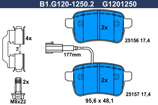 B1.G120-1250.2 GALFER Комплект тормозных колодок, дисковый тормоз (фото 1)