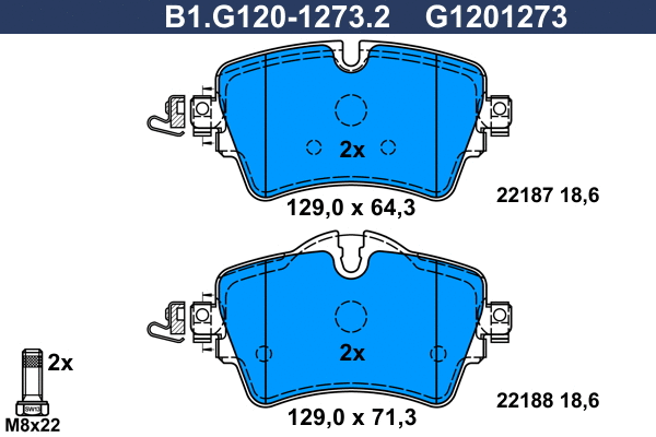 B1.G120-1273.2 GALFER Комплект тормозных колодок, дисковый тормоз (фото 1)
