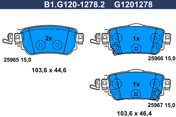 B1.G120-1278.2 GALFER Комплект тормозных колодок, дисковый тормоз (фото 1)