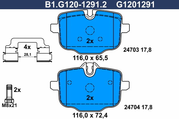 B1.G120-1291.2 GALFER Комплект тормозных колодок, дисковый тормоз (фото 1)