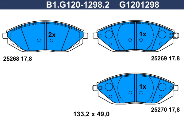 B1.G120-1298.2 GALFER Комплект тормозных колодок, дисковый тормоз (фото 1)