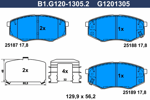 B1.G120-1305.2 GALFER Комплект тормозных колодок, дисковый тормоз (фото 1)