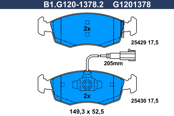 B1.G120-1378.2 GALFER Комплект тормозных колодок, дисковый тормоз (фото 1)