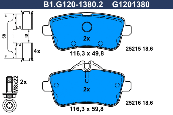 B1.G120-1380.2 GALFER Комплект тормозных колодок, дисковый тормоз (фото 1)