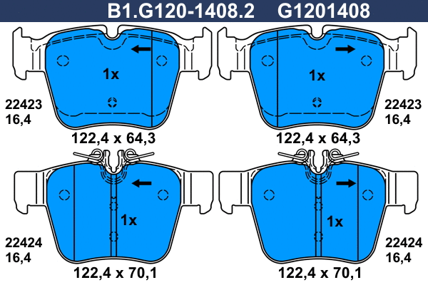 B1.G120-1408.2 GALFER Комплект тормозных колодок, дисковый тормоз (фото 1)