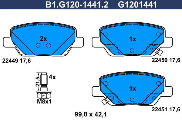 B1.G120-1441.2 GALFER Комплект тормозных колодок, дисковый тормоз (фото 1)