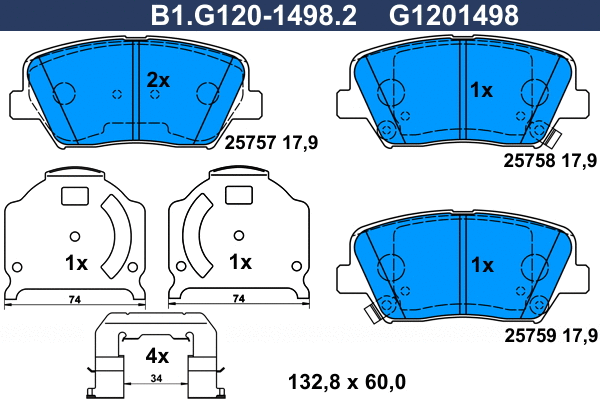 B1.G120-1498.2 GALFER Комплект тормозных колодок, дисковый тормоз (фото 1)