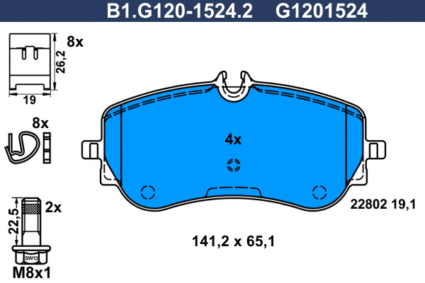B1.G120-1524.2 GALFER Комплект тормозных колодок, дисковый тормоз (фото 1)