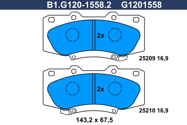 B1.G120-1558.2 GALFER Комплект тормозных колодок, дисковый тормоз (фото 1)