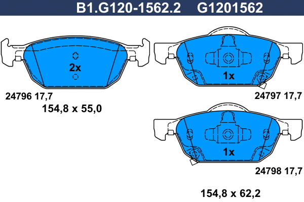 B1.G120-1562.2 GALFER Комплект тормозных колодок, дисковый тормоз (фото 1)