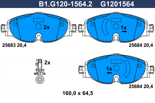 B1.G120-1564.2 GALFER Комплект тормозных колодок, дисковый тормоз (фото 1)