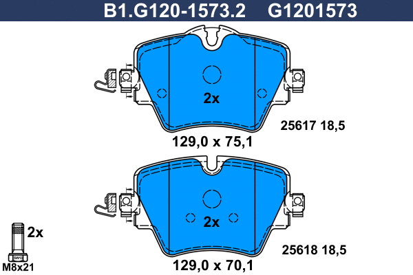 B1.G120-1573.2 GALFER Комплект тормозных колодок, дисковый тормоз (фото 1)