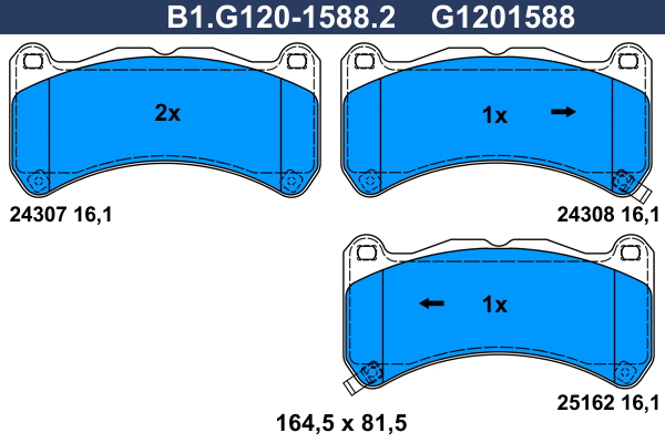 B1.G120-1588.2 GALFER Комплект тормозных колодок, дисковый тормоз (фото 1)