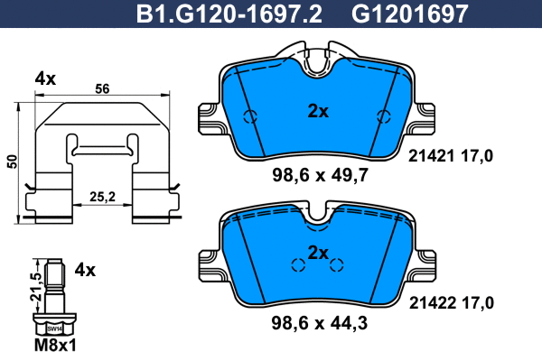 B1.G120-1697.2 GALFER Комплект тормозных колодок, дисковый тормоз (фото 1)