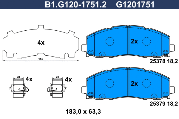 B1.G120-1751.2 GALFER Комплект тормозных колодок, дисковый тормоз (фото 1)