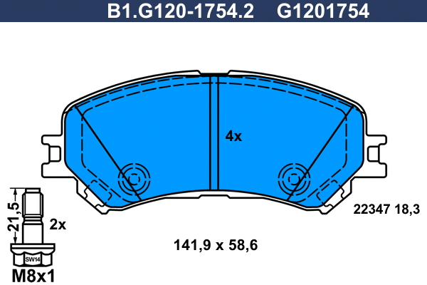 B1.G120-1754.2 GALFER Комплект тормозных колодок, дисковый тормоз (фото 1)