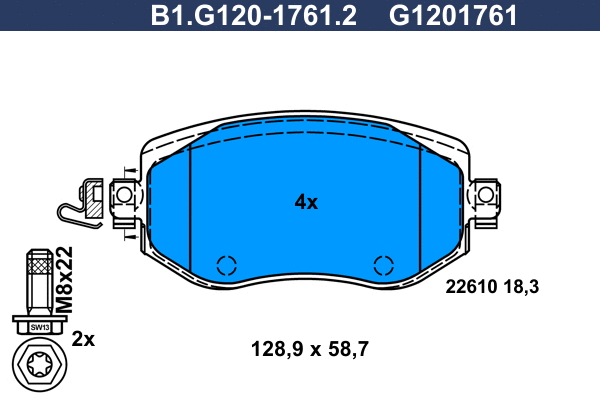 B1.G120-1761.2 GALFER Комплект тормозных колодок, дисковый тормоз (фото 1)