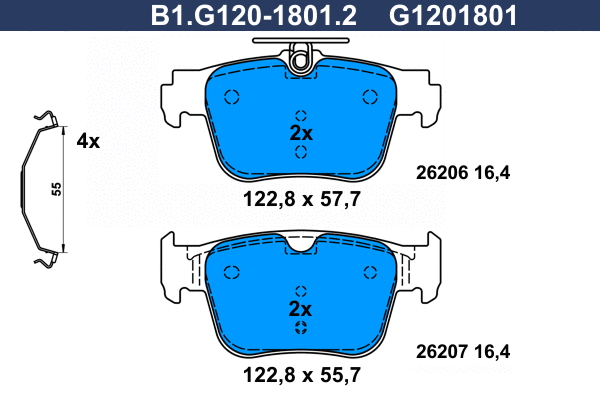 B1.G120-1801.2 GALFER Комплект тормозных колодок, дисковый тормоз (фото 1)
