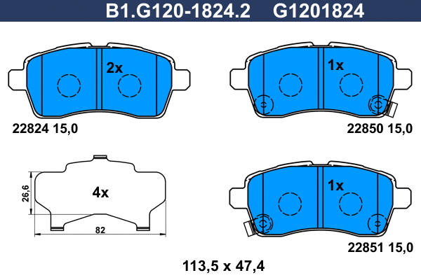 B1.G120-1824.2 GALFER Комплект тормозных колодок, дисковый тормоз (фото 1)