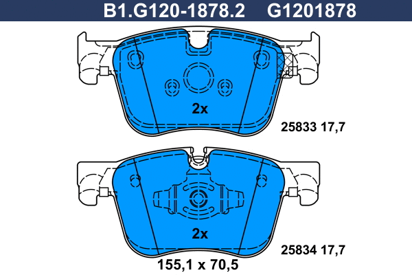 B1.G120-1878.2 GALFER Комплект тормозных колодок, дисковый тормоз (фото 1)