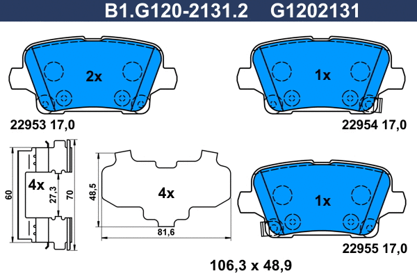B1.G120-2131.2 GALFER Комплект тормозных колодок, дисковый тормоз (фото 1)