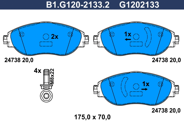 B1.G120-2133.2 GALFER Комплект тормозных колодок, дисковый тормоз (фото 1)