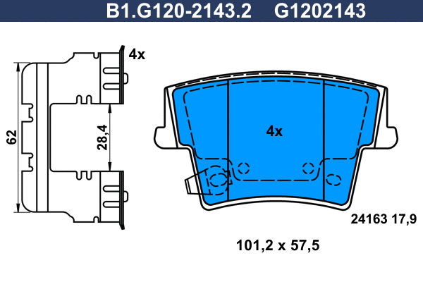 B1.G120-2143.2 GALFER Комплект тормозных колодок, дисковый тормоз (фото 1)