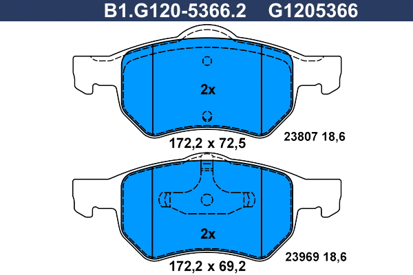 B1.G120-5366.2 GALFER Комплект тормозных колодок, дисковый тормоз (фото 1)