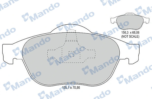 MBF015802 MANDO Комплект тормозных колодок, дисковый тормоз (фото 1)