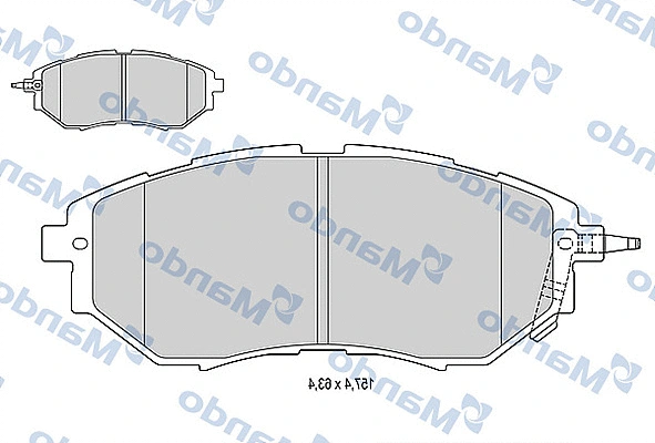 MBF015824 MANDO Комплект тормозных колодок, дисковый тормоз (фото 1)