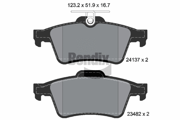 BPD1011 BENDIX Braking Комплект тормозных колодок, дисковый тормоз (фото 1)