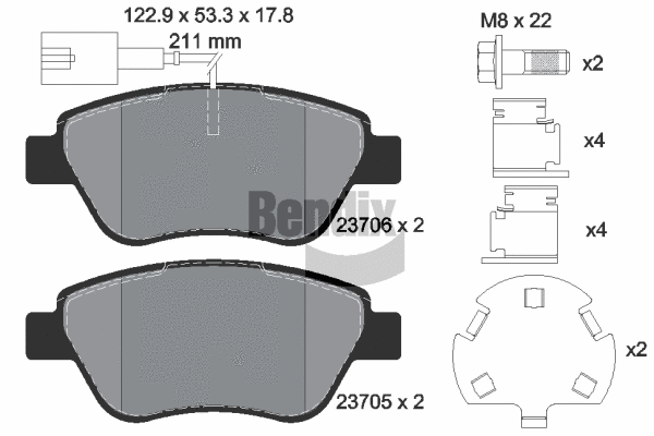 BPD1012 BENDIX Braking Комплект тормозных колодок, дисковый тормоз (фото 1)