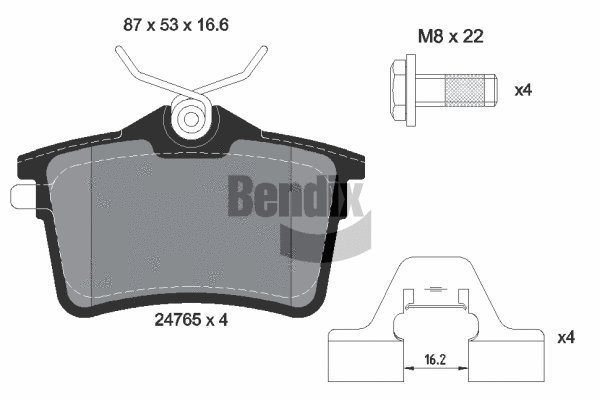 BPD1031 BENDIX Braking Комплект тормозных колодок, дисковый тормоз (фото 1)