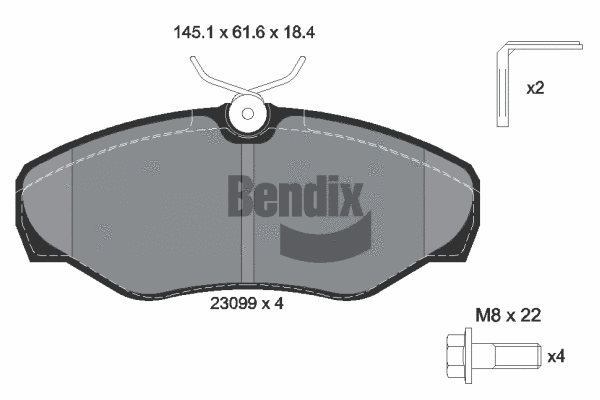 BPD1042 BENDIX Braking Комплект тормозных колодок, дисковый тормоз (фото 1)