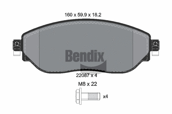 BPD1046 BENDIX Braking Комплект тормозных колодок, дисковый тормоз (фото 1)