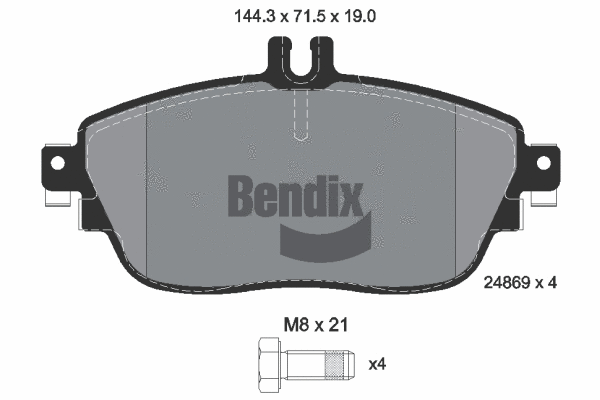 BPD1047 BENDIX Braking Комплект тормозных колодок, дисковый тормоз (фото 1)