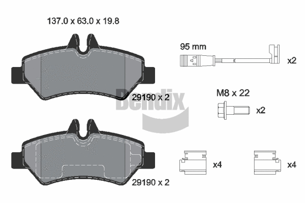 BPD1048 BENDIX Braking Комплект тормозных колодок, дисковый тормоз (фото 1)