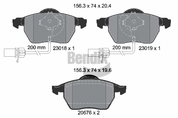 BPD1073 BENDIX Braking Комплект тормозных колодок, дисковый тормоз (фото 1)