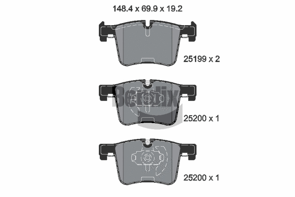 BPD1078 BENDIX Braking Комплект тормозных колодок, дисковый тормоз (фото 1)