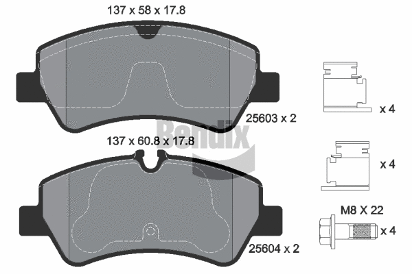 BPD1081 BENDIX Braking Комплект тормозных колодок, дисковый тормоз (фото 1)