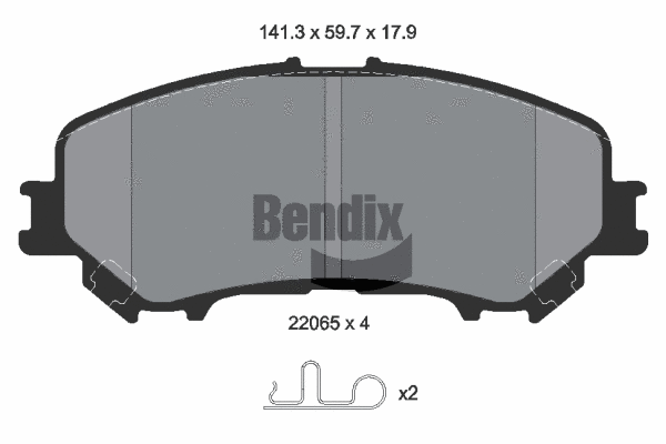 BPD1083 BENDIX Braking Комплект тормозных колодок, дисковый тормоз (фото 1)