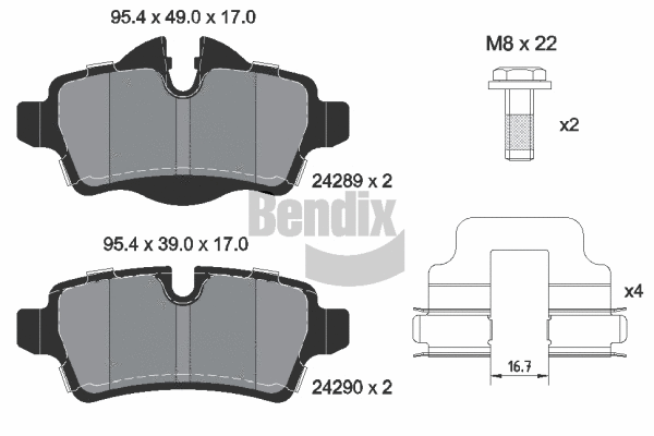 BPD1101 BENDIX Braking Комплект тормозных колодок, дисковый тормоз (фото 1)