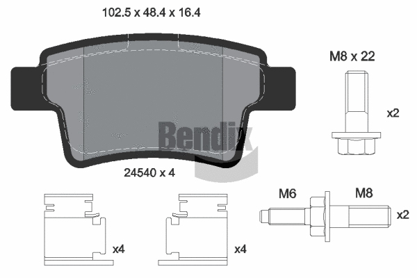 BPD1102 BENDIX Braking Комплект тормозных колодок, дисковый тормоз (фото 1)
