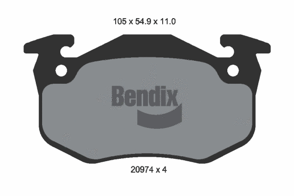BPD1103 BENDIX Braking Комплект тормозных колодок, дисковый тормоз (фото 1)