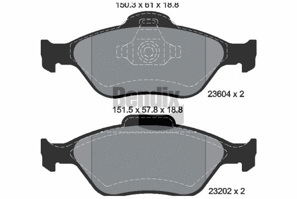 BPD1104 BENDIX Braking Комплект тормозных колодок, дисковый тормоз (фото 1)