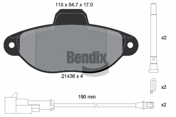 BPD1114 BENDIX Braking Комплект тормозных колодок, дисковый тормоз (фото 1)