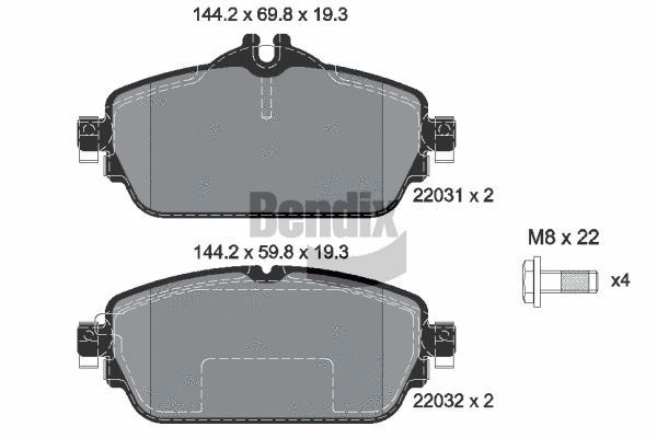 BPD1115 BENDIX Braking Комплект тормозных колодок, дисковый тормоз (фото 1)