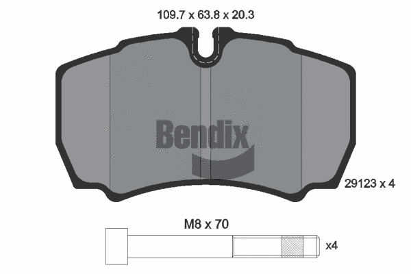 BPD1148 BENDIX Braking Комплект тормозных колодок, дисковый тормоз (фото 1)