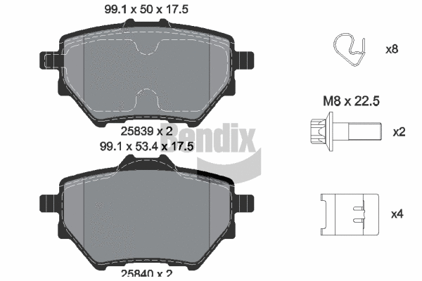 BPD1158 BENDIX Braking Комплект тормозных колодок, дисковый тормоз (фото 1)