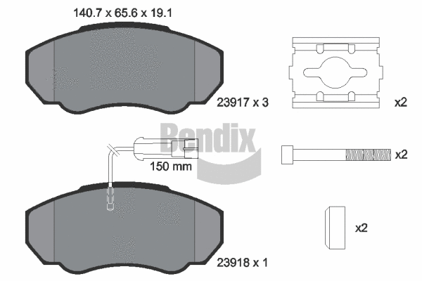 BPD1161 BENDIX Braking Комплект тормозных колодок, дисковый тормоз (фото 1)